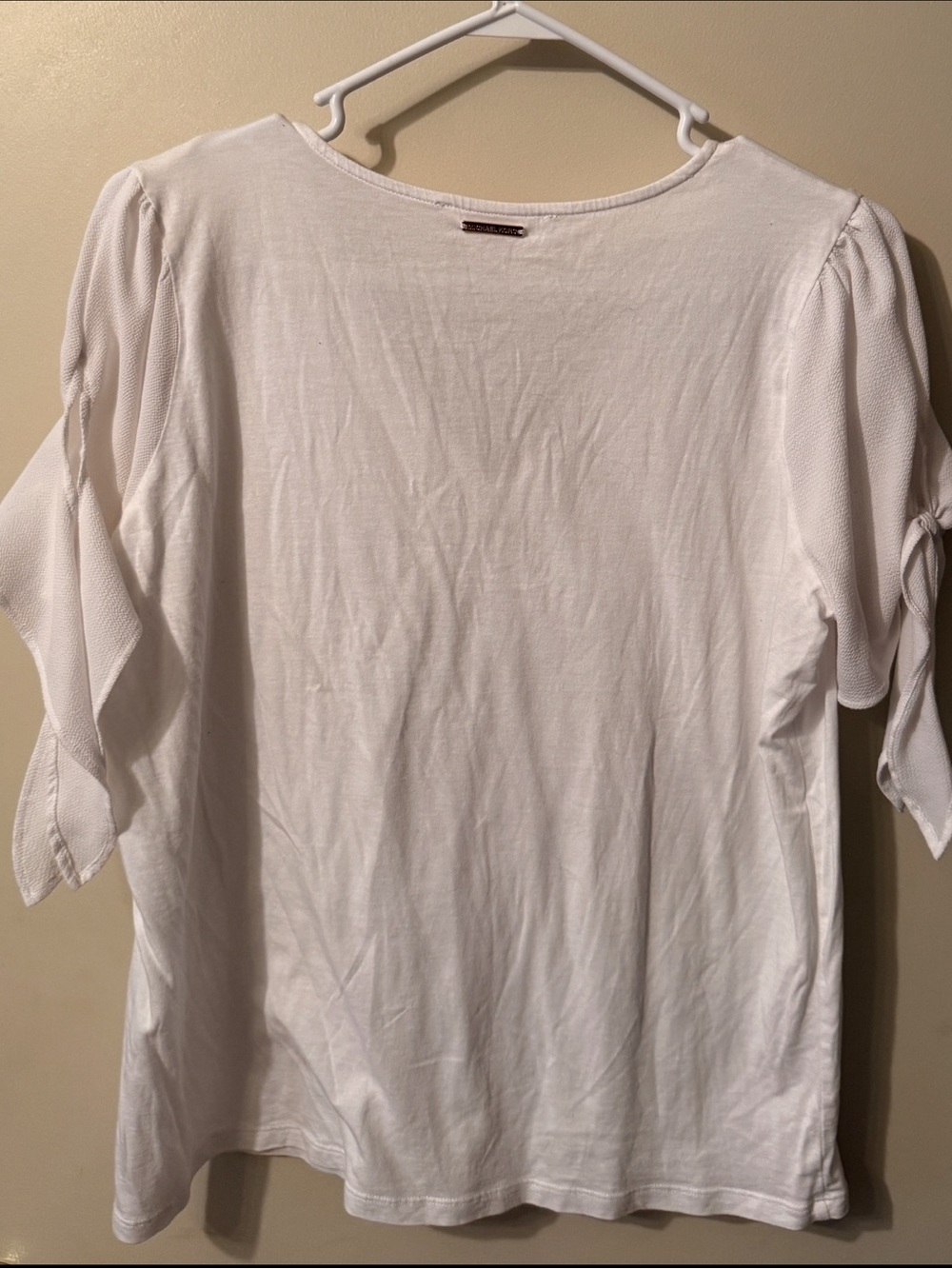 Michael Michael Kors White V-Neck Tie Sleeve Top Women’s Large Short Sleeve - Picture 4 of 5